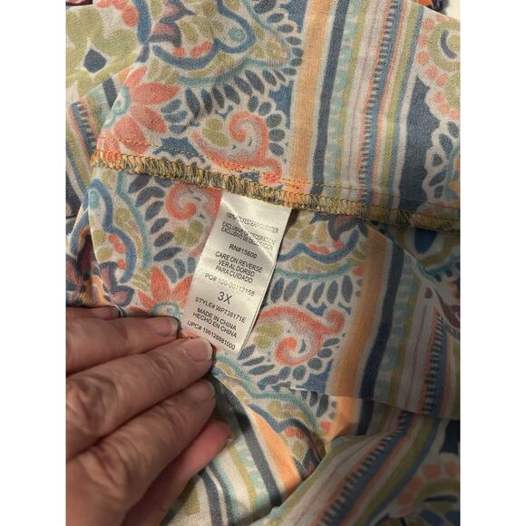 Democracy Blouse Womens 3X Multicolor Multi Design Sheer Boho Top - Picture 8 of 9